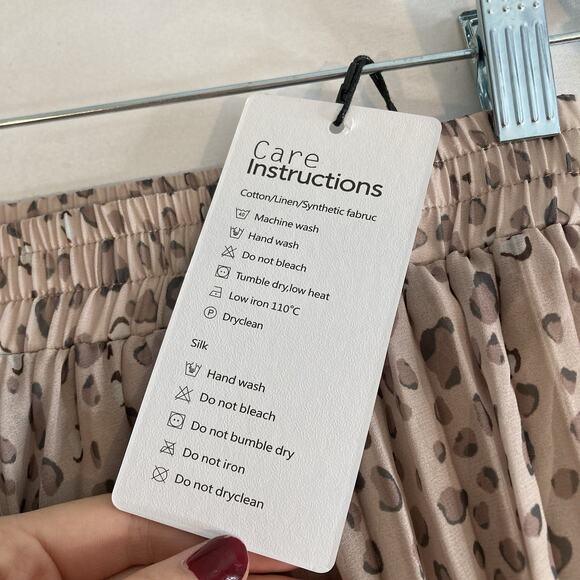 Exlura Women's Boho Leopard Print Pleated Midi Skirt Size L Safari Neutral Boho - Picture 4 of 12